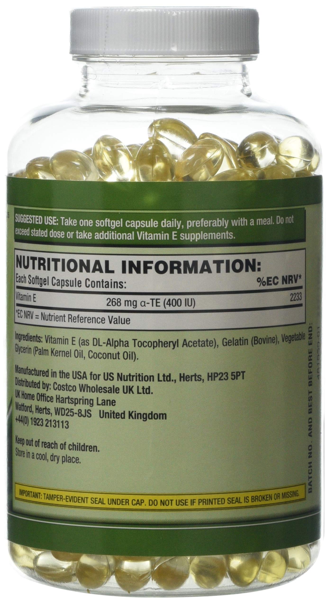 Kirkland Vitamin E400 I.U 268mg dlAlpha Tocopherol 500 Softgel Capsules Buy Online in United