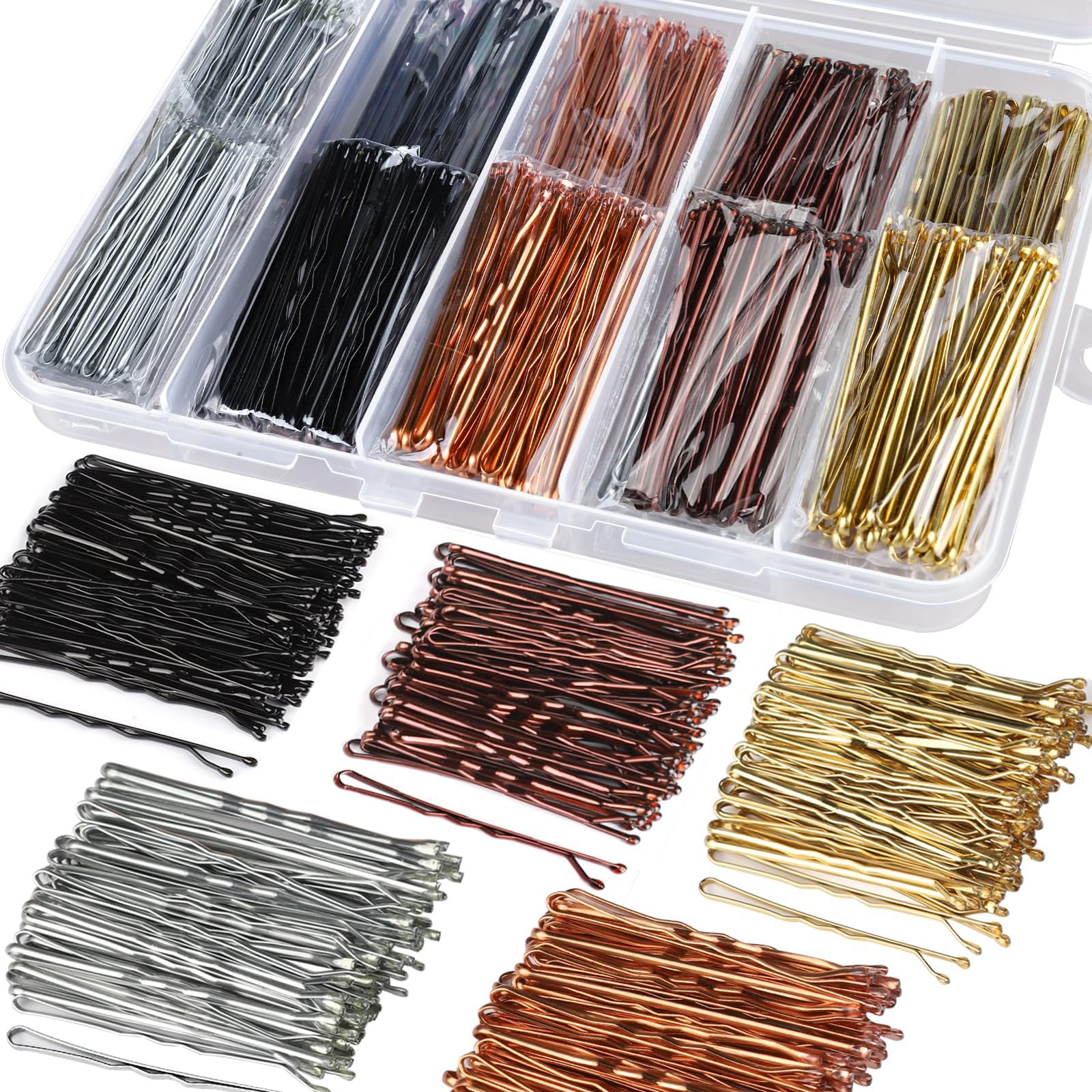 Duomama 250PCS Hair Clips - 5 Colors - Secure Hold Hair Pins with Storage Box for Women and Girls