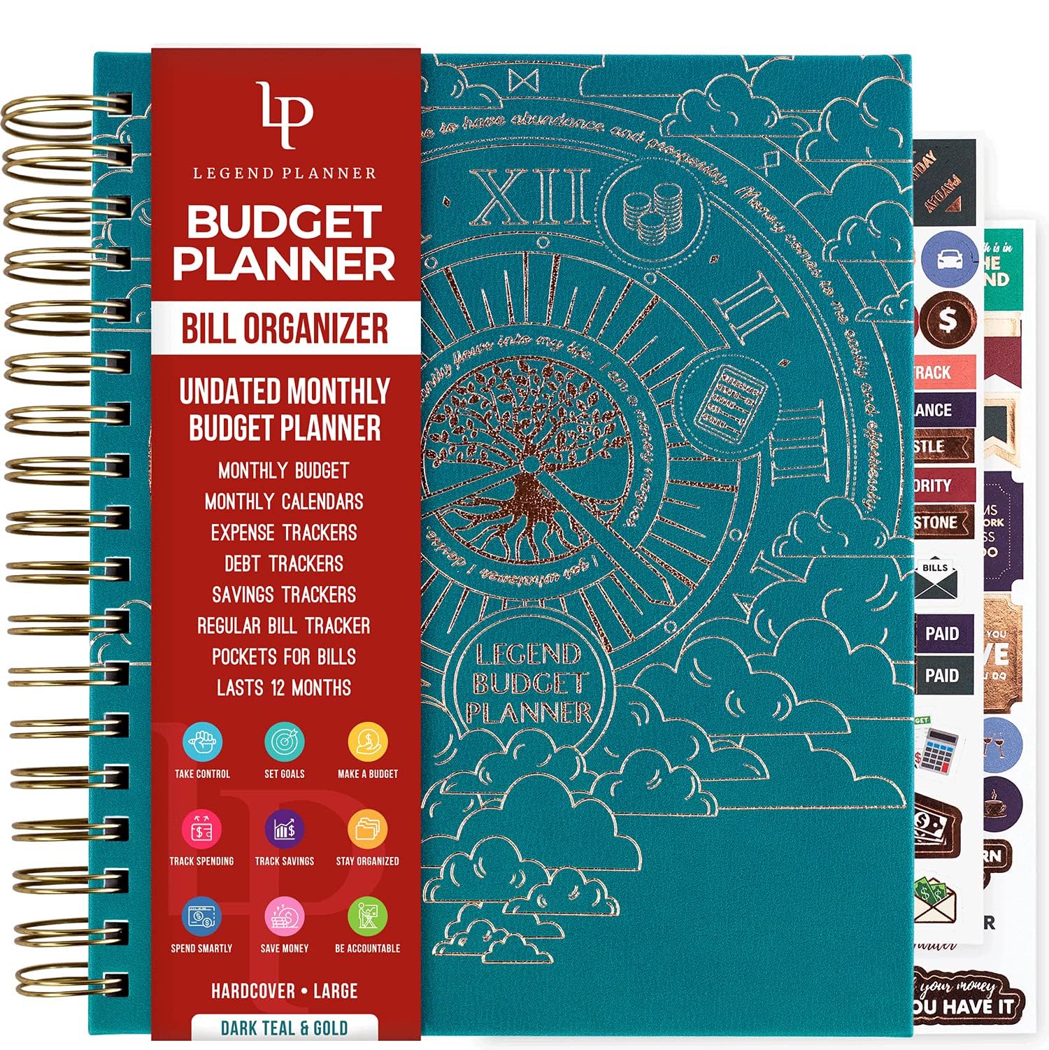 Legend Budget Planner & Monthly Bill Organizer with Pockets – Home Finance & Expense Tracker – Notebook for Household Budgeting (Dark Teal) — image 1