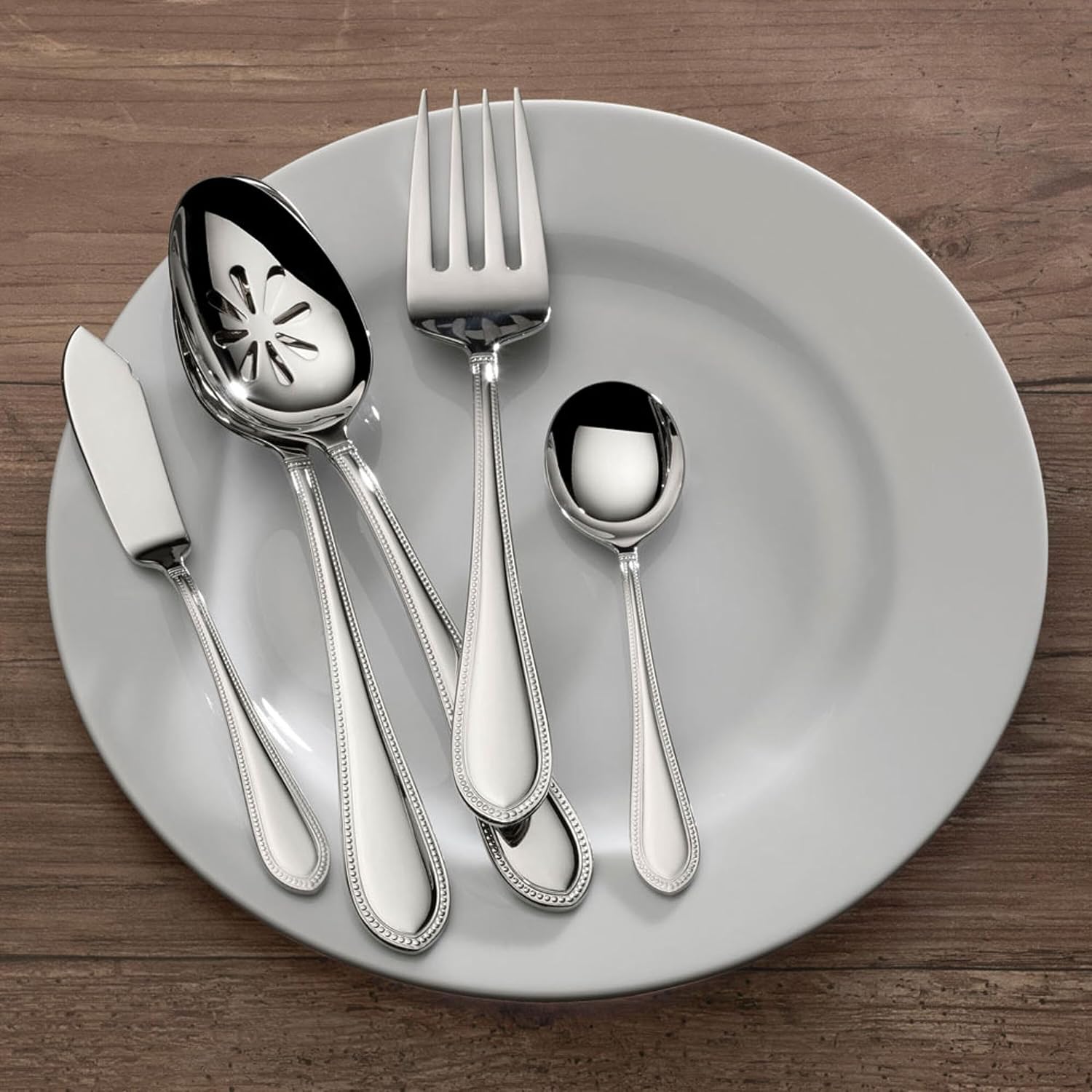Mikasa 5187577 Daphney 65-Piece 18/10 Stainless Steel Flatware Set with Serveware, Service for 12 Daphney 65 Piece Set thumbnail 3