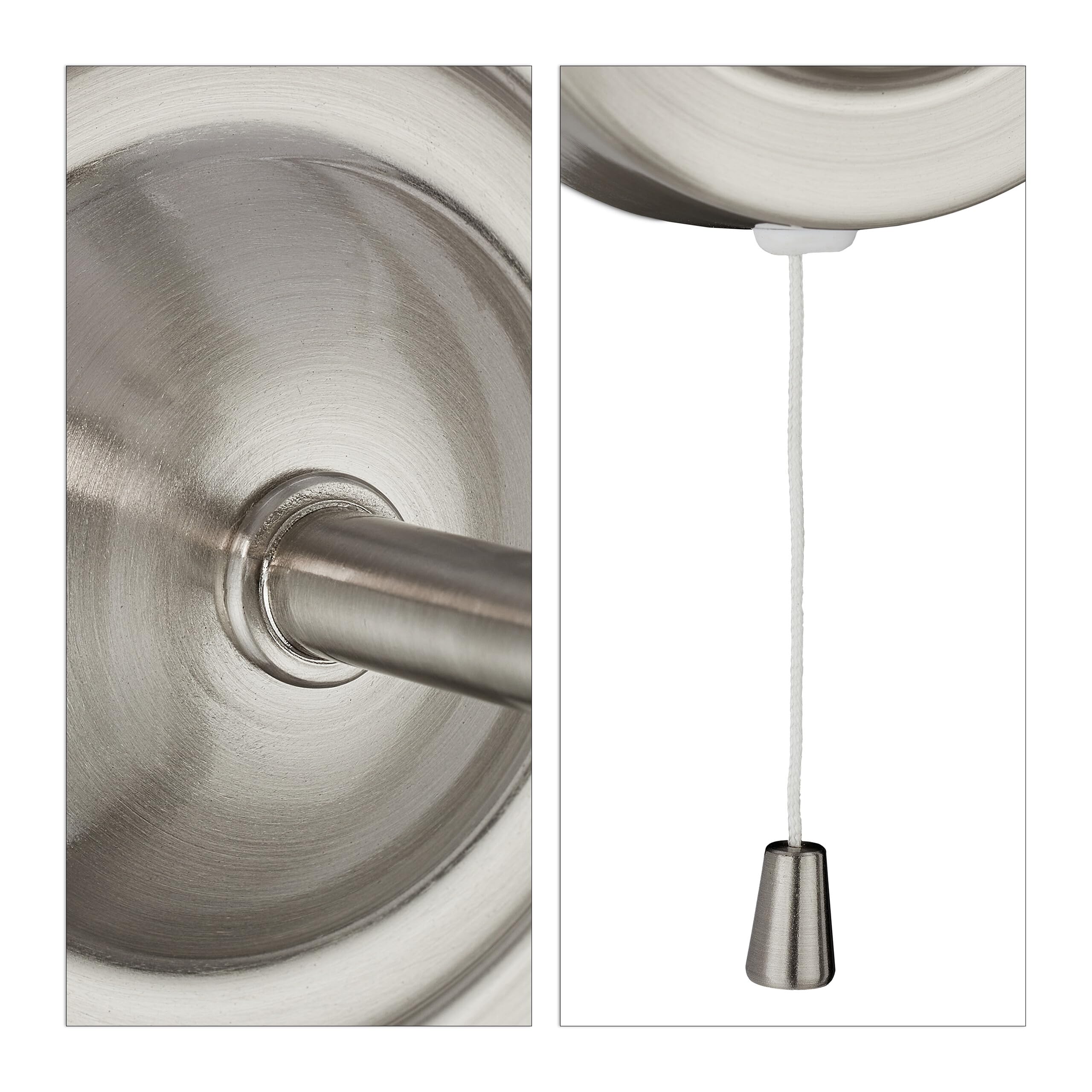 Relaxdays Applique con Paralume Tessuto, Set 2 Lampade da Parete, Interruttore a Corda, E14, HLP: 28x16x19 cm, Argento