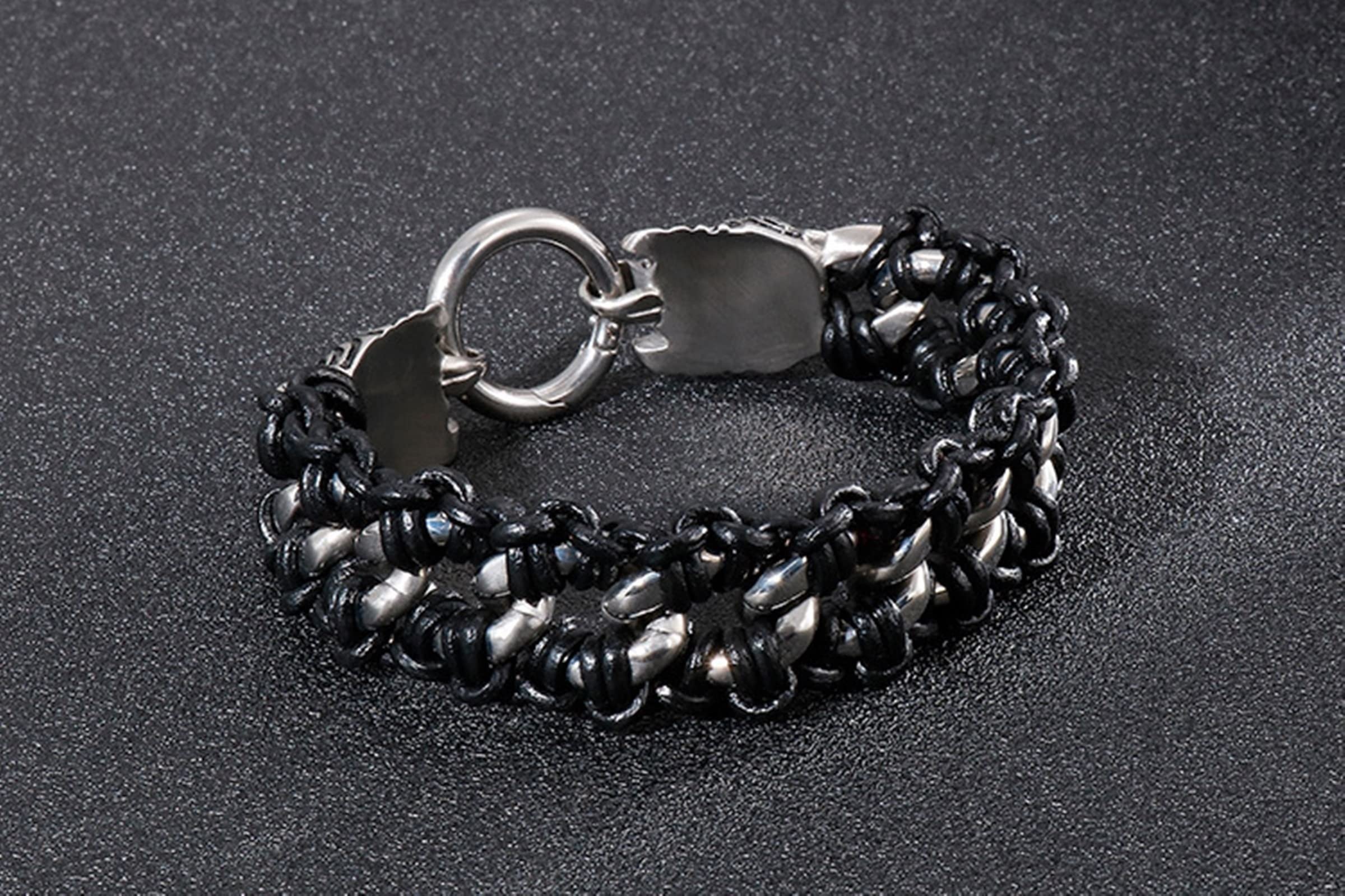 Bracciali Argento Uomo, Bracciale Acciaio Tessere Modello Braccialetto Regalo di Compleanno da Uomo