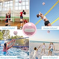 Vista 4 de Voleibol oficial tamaño 5 para interiores y exteriores, kit de voleibol suave de poliuretano más grueso con bomba de pelota para adultos, juego