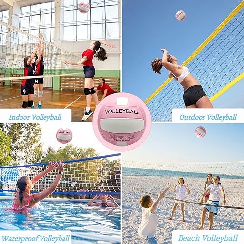 Miniatura 4 de Volleyball Official Size 5 for Indoor Outdoor, Thicker PU Soft Volleyball Kit with Ball Pump for Adults Beach Game Gym Pool Training Play, Soft Touch