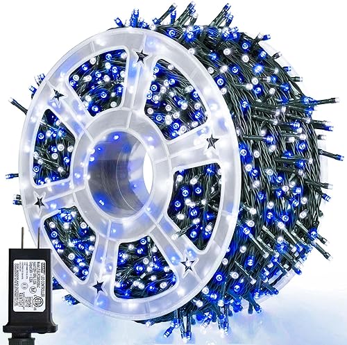 Weillsnow 500 luces LED de Navidad de 164 pies, impermeables, 8 parpadeos con funciones de memoria, luces de árbol de Navidad para interiores y