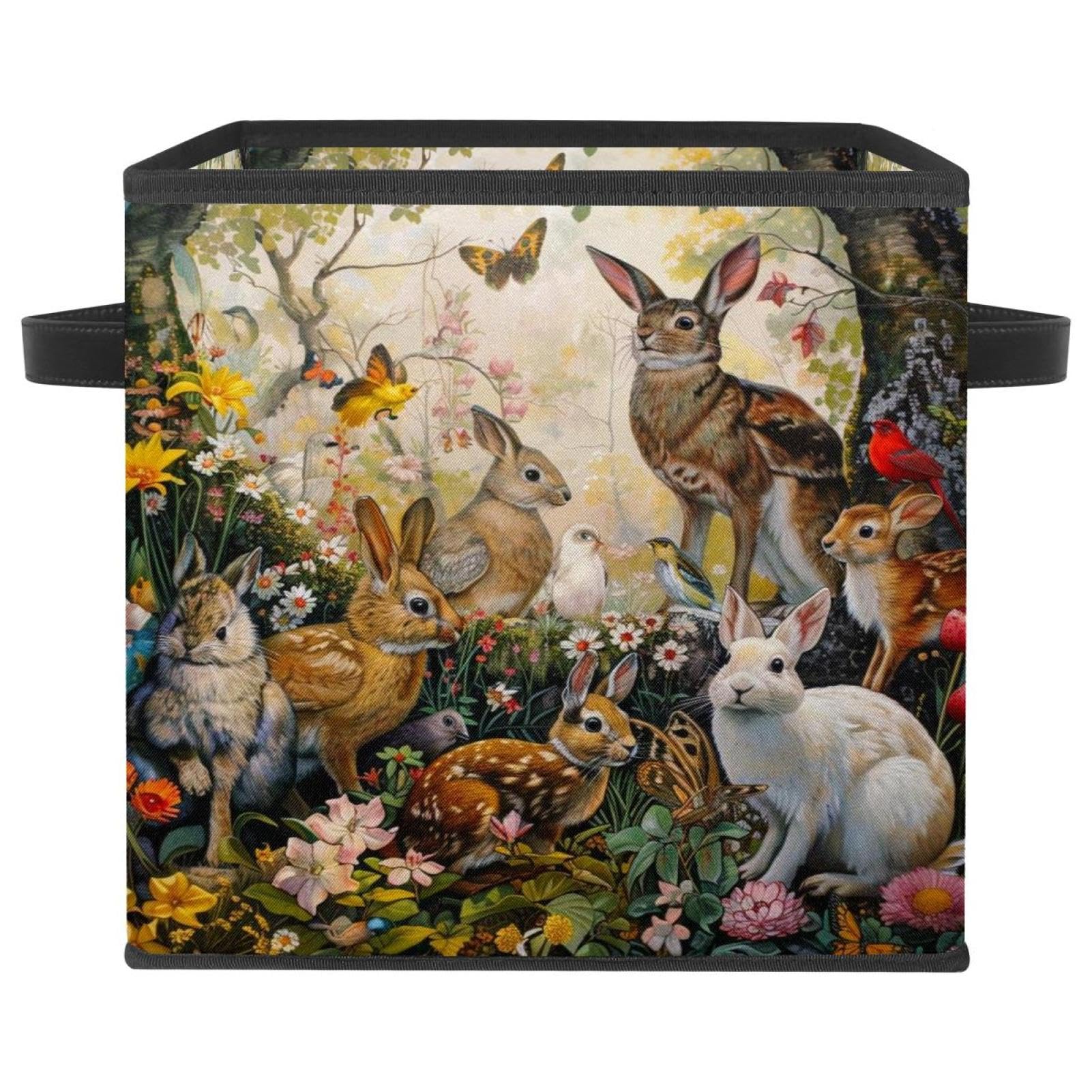 Grand cube de rangement animaux de la forêt pour vêtements