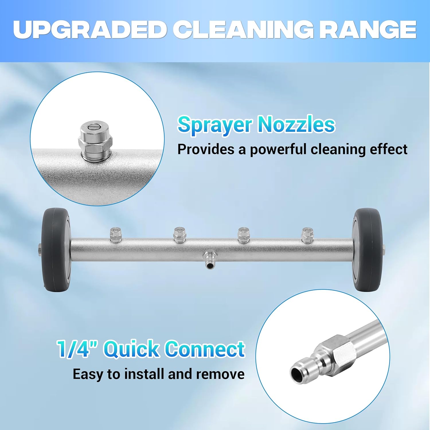 M MINGLE Undercarriage Pressure Washer Attachment, 16 Inch Powerful Under Car Washer with 3 Pcs Extension Wand and Car Wash Mitt, 4000 PSI