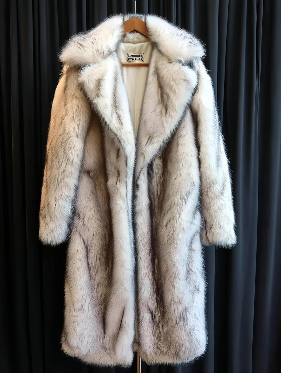 Men's Glow Faux Fur Grey Coat with Smart LED Lights - Bluetooth Music Sync, Color-Changing Rave Jacket