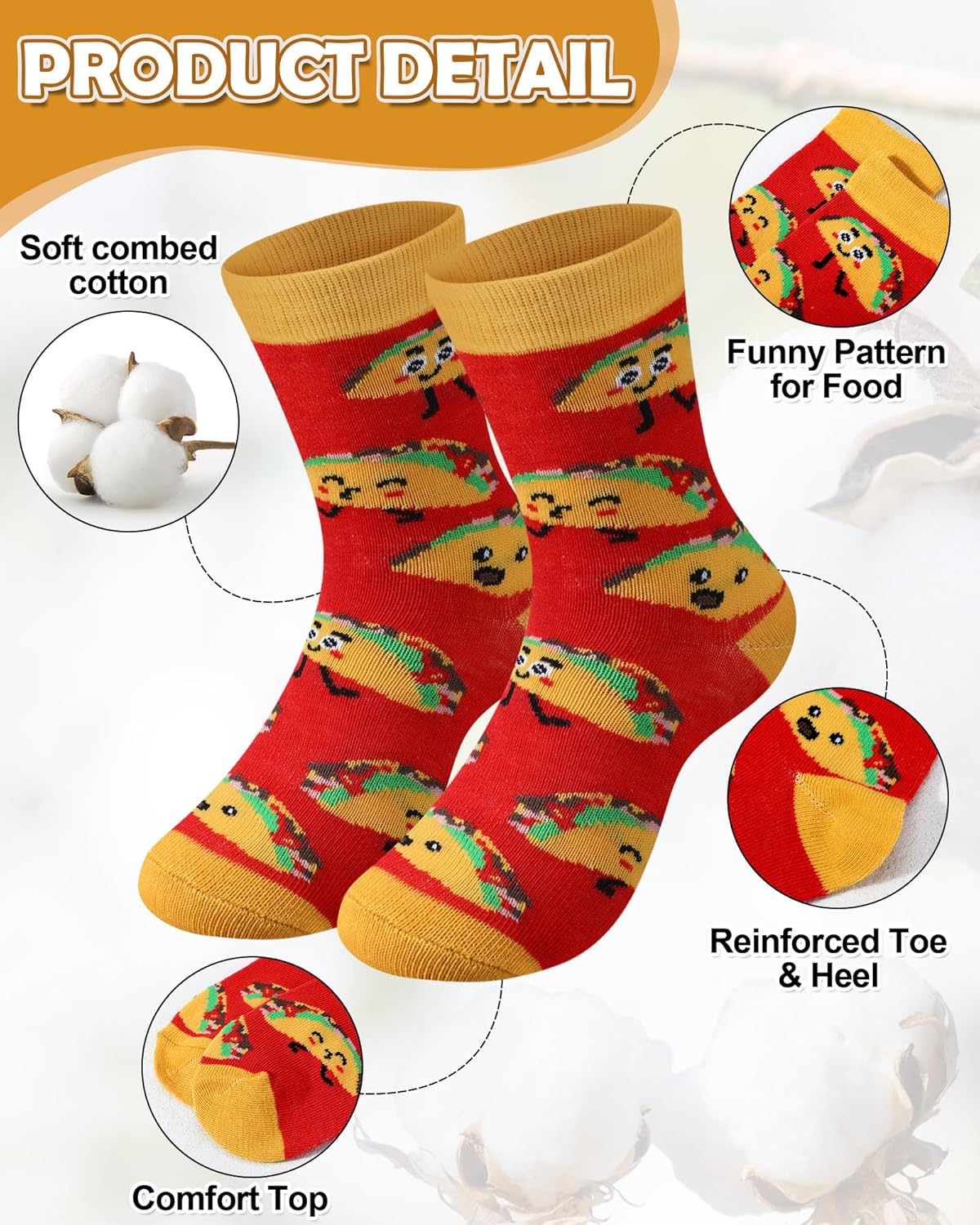 Leumoi 8 Pack Novelty Crazy Food Socks for Kids Boys Funny Silly Socks Colorful Snack Food Gifts for Kids Teens - Image 5