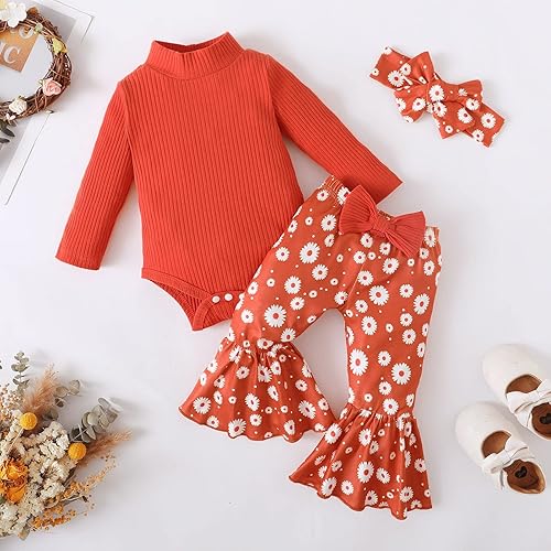 Miniatura 2 de Conjunto de ropa para bebé recién nacida, manga con volantes, pantalones acampanados, diadema