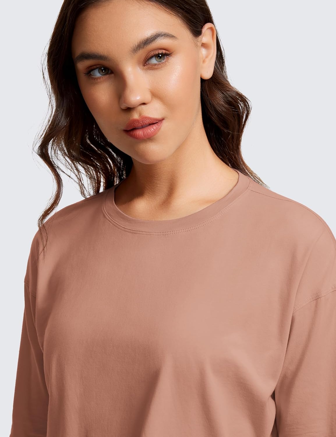 CRZ YOGA Womens Pima Cotton Workout Long Sleeve Shirts Loose Athletic Yoga Tops Basic Casual Fall Crop T-Shirts