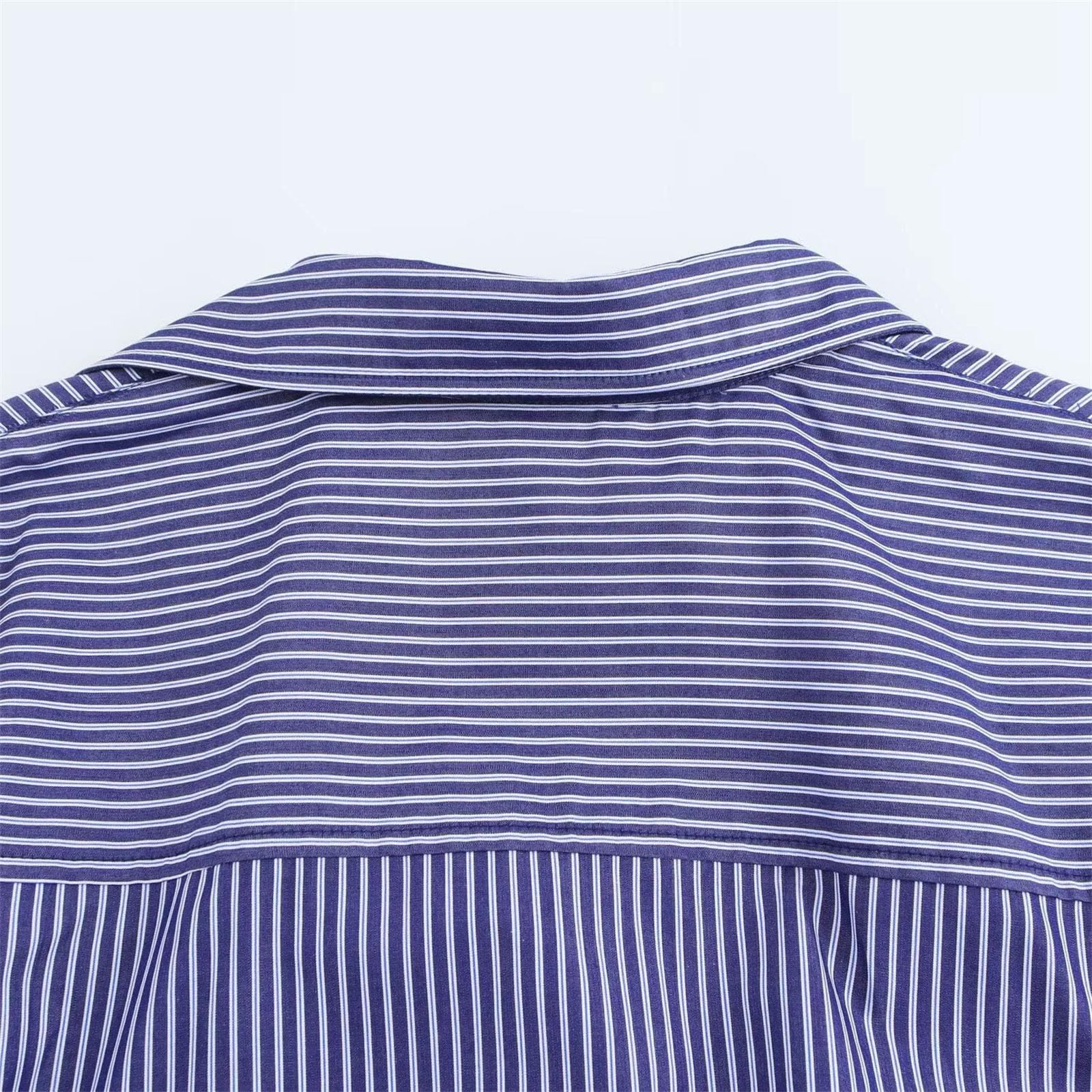 Blusa holgada casual a rayas para mujer, con solapa, manga murciélago, para negocios, trabajo, blusas