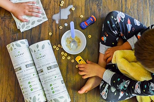 Miniatura 6 de Ecozoi Toallas de papel de bambú reutilizables, paquete de 4, equivalentes a 80 rollos regulares, rollos de papel de cocina sostenibles y