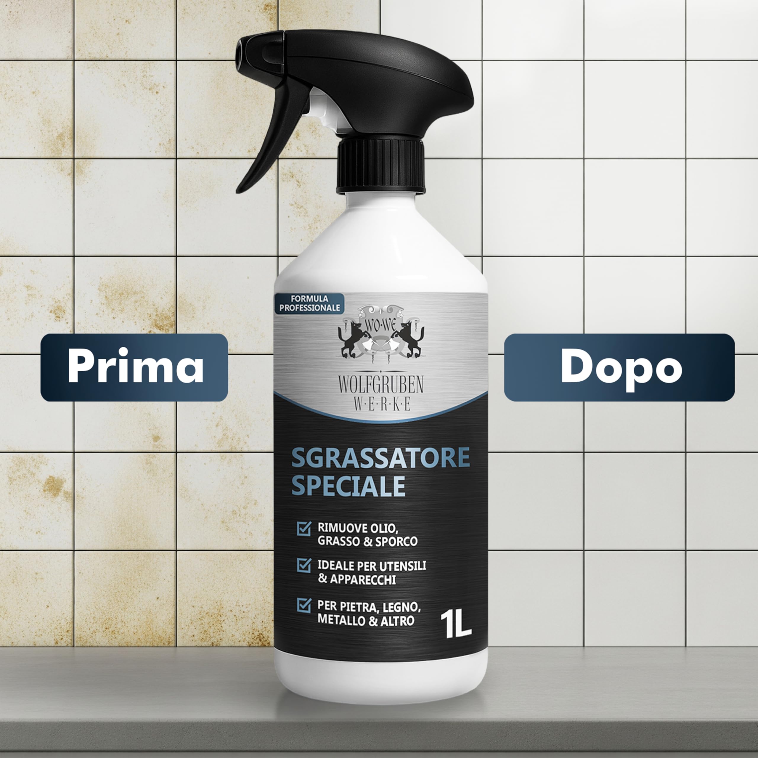 Sgrassante speciale Spray – detergente & scioglisgrassante, piastrelle, grill e frontali della cucina – 5L