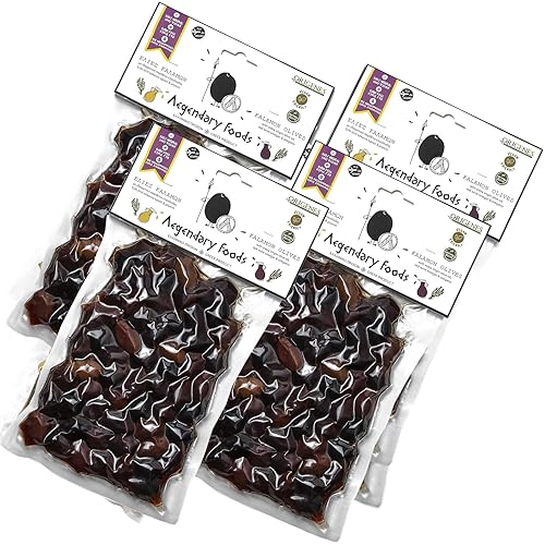Miniatura 6 de Paquete de 4 aceitunas Kalamon en paquete al vacío, aceitunas Kalamata con orégano griego y vinagre de vino tinto, aceitunas recién selladas