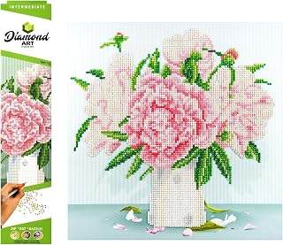 DIAMOND ART BY LEISURE ARTS Diamond Painting Kits for Adults 12"X12" Intermediate English Roses, Full Drill, Art Kits, Dimond Art, for Adults, Kit