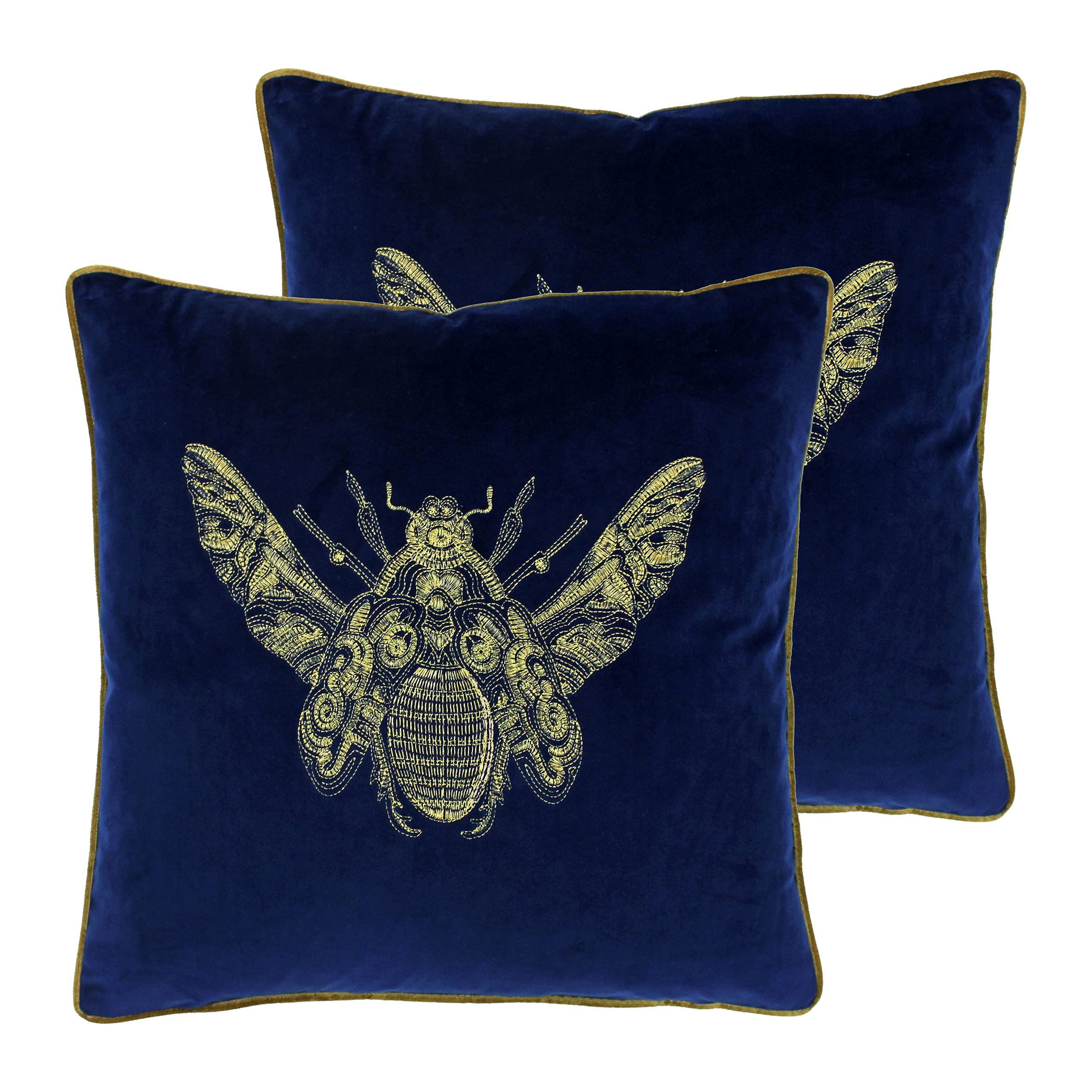 Paoletti Cerana Twin Pack Polyester Filled Cushions, Royal Blue, 50 x 50cm