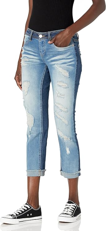 Amazon.com: dollhouse Jeans de mezclilla con puños para mujer con  destrucción pesada : Ropa, Zapatos y Joyería