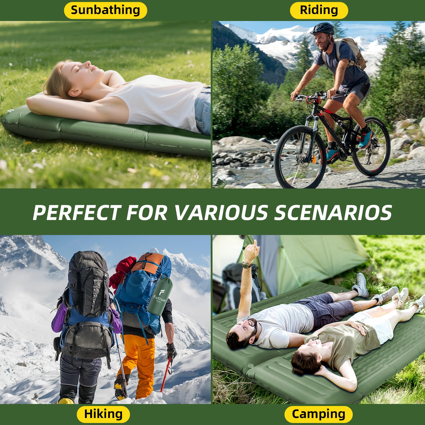 Aufblasbare Isomatte (Fußpumpe),83CM Ultrabreit Camping Luftmatratze,13CM Verdicktes Aufblasbare Matratze für Wandern Sonnerbaden Radtouren Zelt