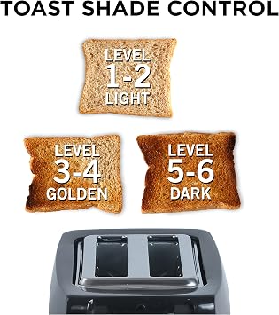 Commercial Chef 2-Slice Toaster, 700 Watts, CCT2201B, Black | Extra Wide Slots, Kitchen Appliance Toaster with Variable 6 Setting Shade Control, Cool Touch Housing