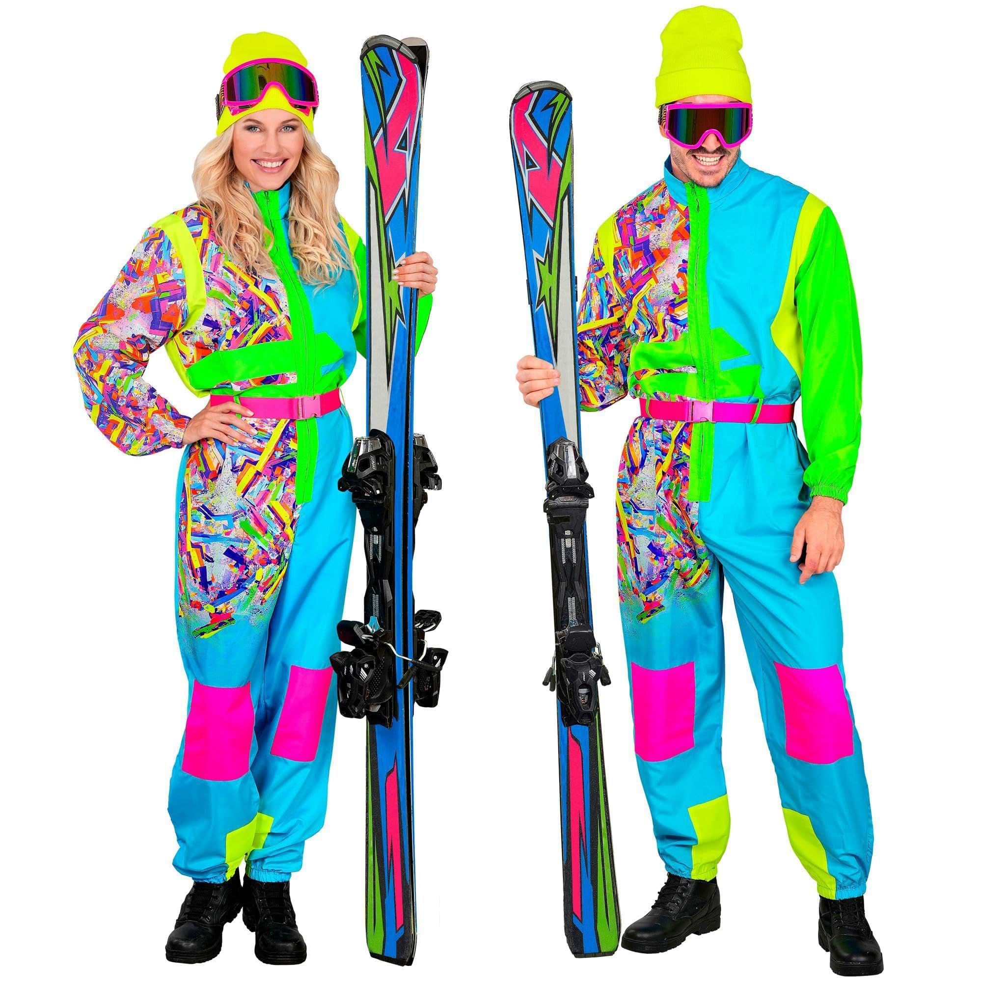 W WIDMANN MILANO Party Fashion - Costume Ski Suit for Men and Women, Jumpsuit with Belt, Retro Design for Carnival & Apres Ski Party