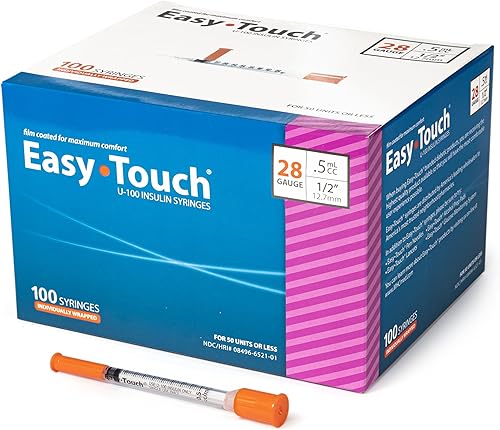 Miniatura 25 de Easy Touch Jeringa de insulina U-100 con aguja, 31G 0.3cc 5/16 pulgadas (0.315 in), caja de 100