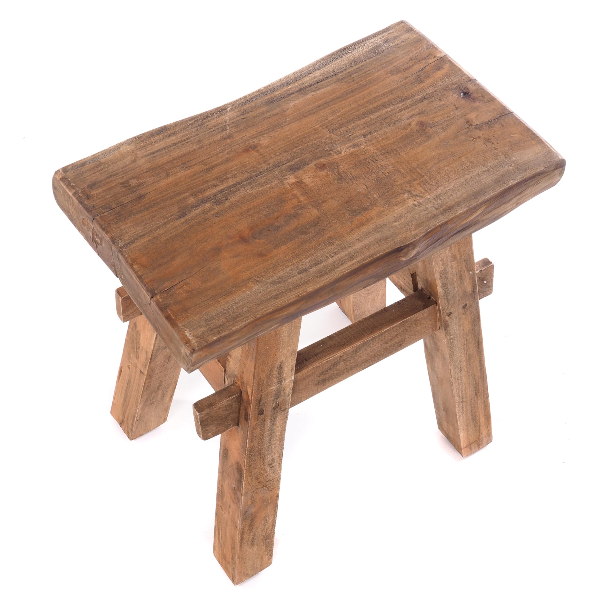 Design Delights - Sgabello Vintage 40, in stile rustico, in legno massiccio riciclato, 43x45x27 cm (altezza x larghezza x profondità)