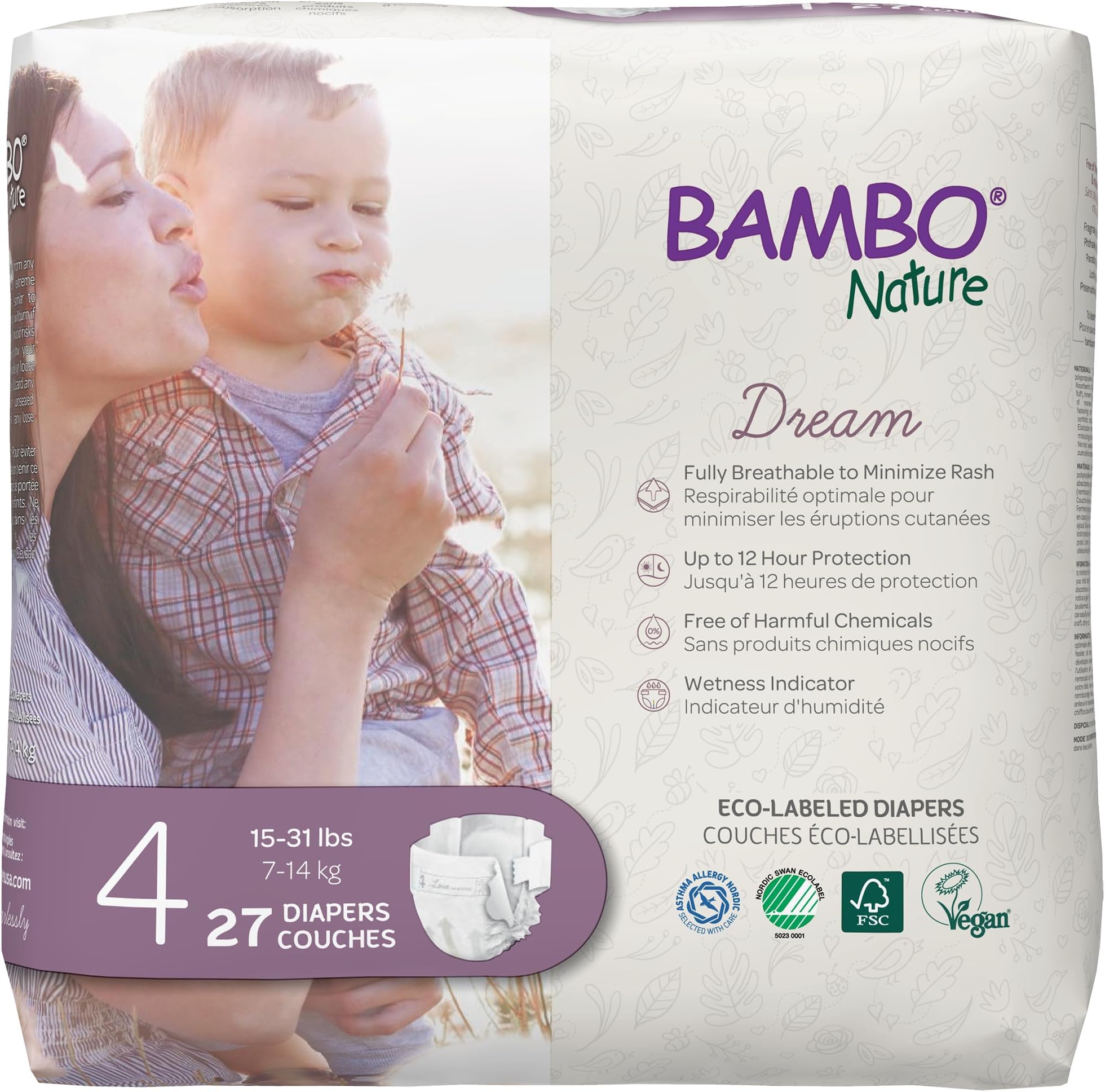Premium Eco-Friendly Baby Diapers, Size 4 (15-31 Lbs), 27 Count