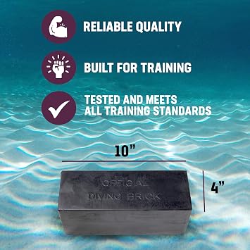 Kemp USA 10 lb Rubber Diving Brick Durable Rectangular Water Weight | Durable Rubber Construction, High-Quality Molded 10 Lb Diving Brick Designed For Repeated Use In Lifeguard Training And Pools