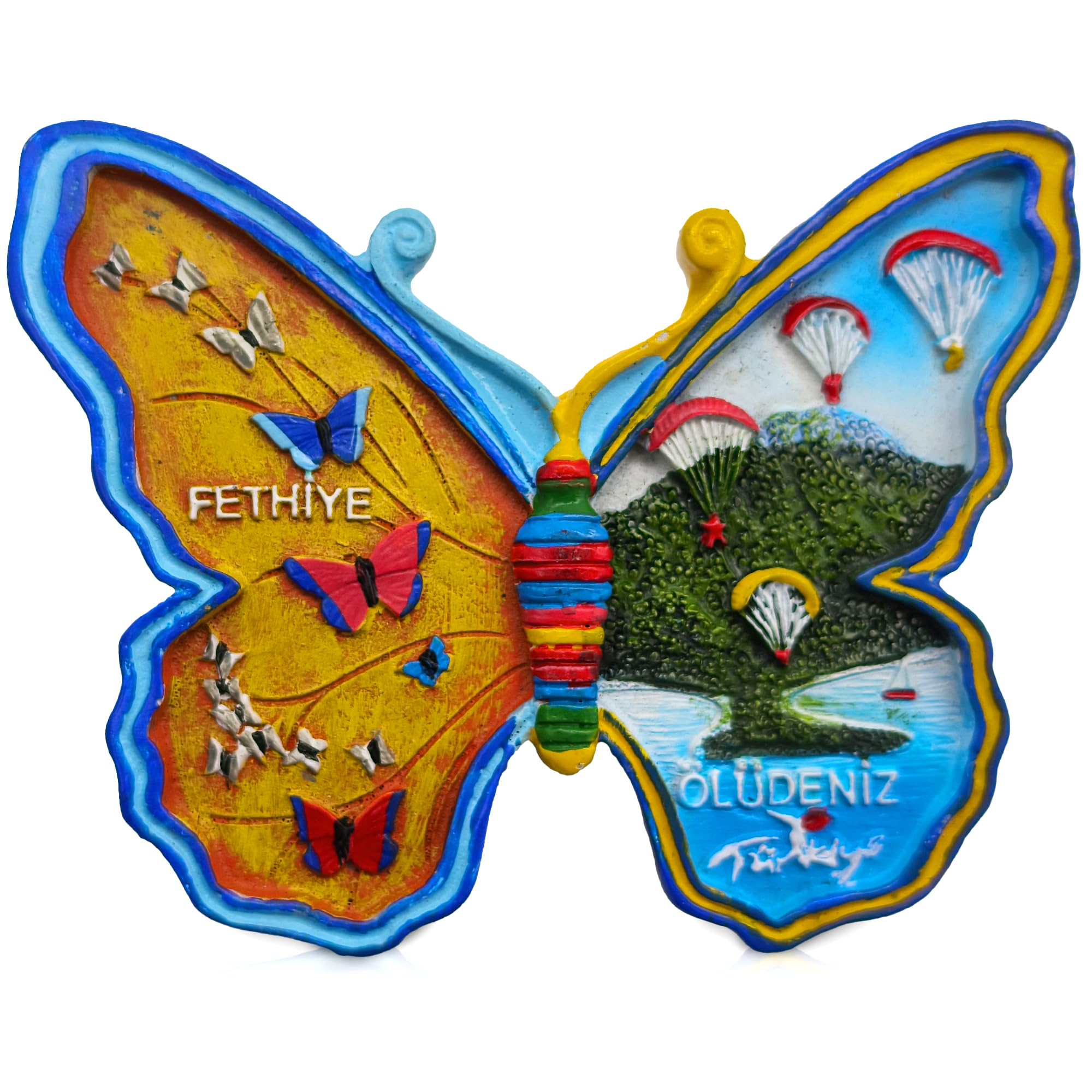 Maxi-Solutions Ölüdeniz & Fethiye Turkey 3D Butterfly Fridge Magnet – Souvenir Collectible With Butterfly Valley, Blue Lagoon, Paragliding & Sailing – Travel Gift (9×6.5×1.3 Cm)
