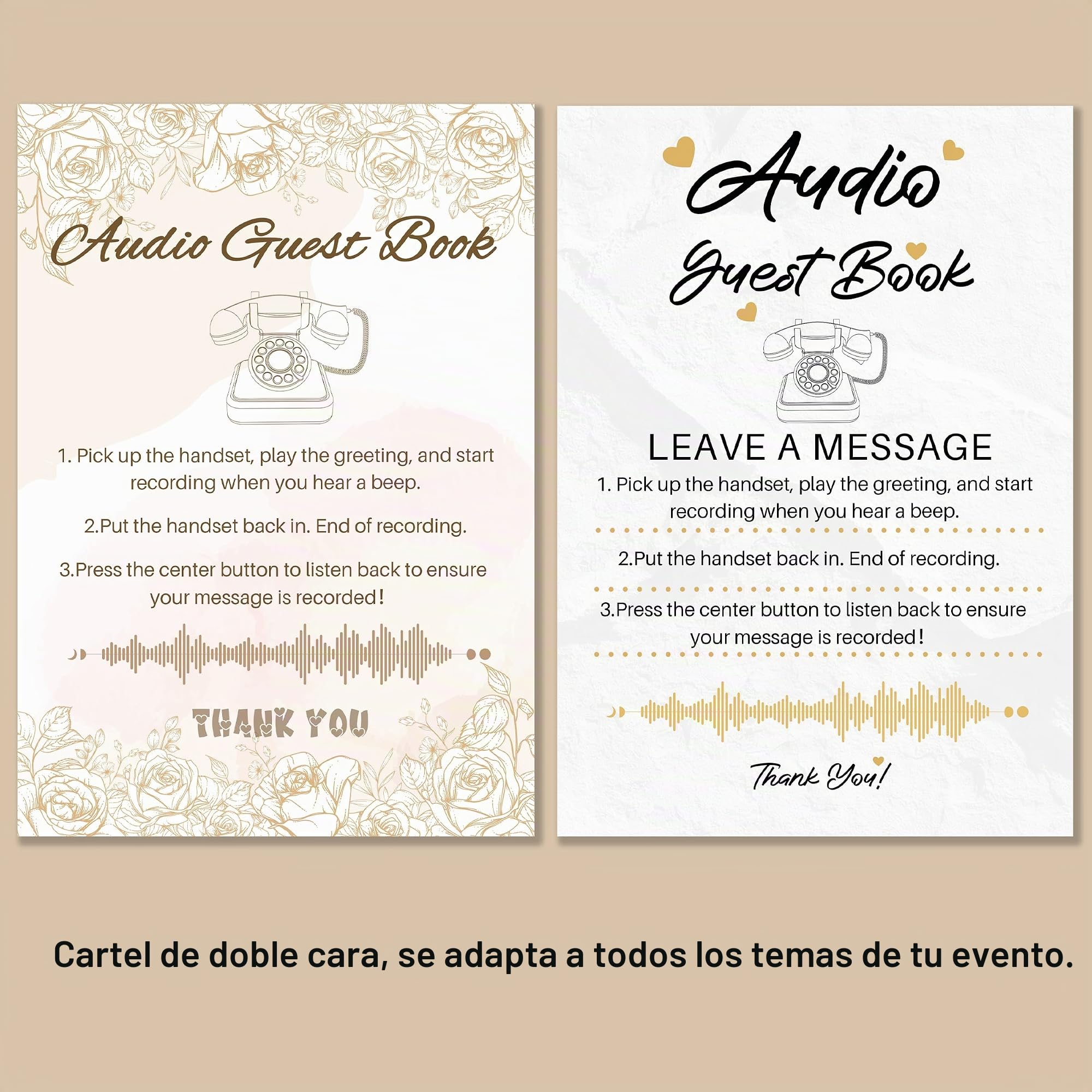 Libro de invitados de audio FiayaCom, teléfono para boda, 32GB de memoria, mensajes de audio personalizados, volumen ajustable, con función de reproducción de mensajes, adecuado para todo tipo de