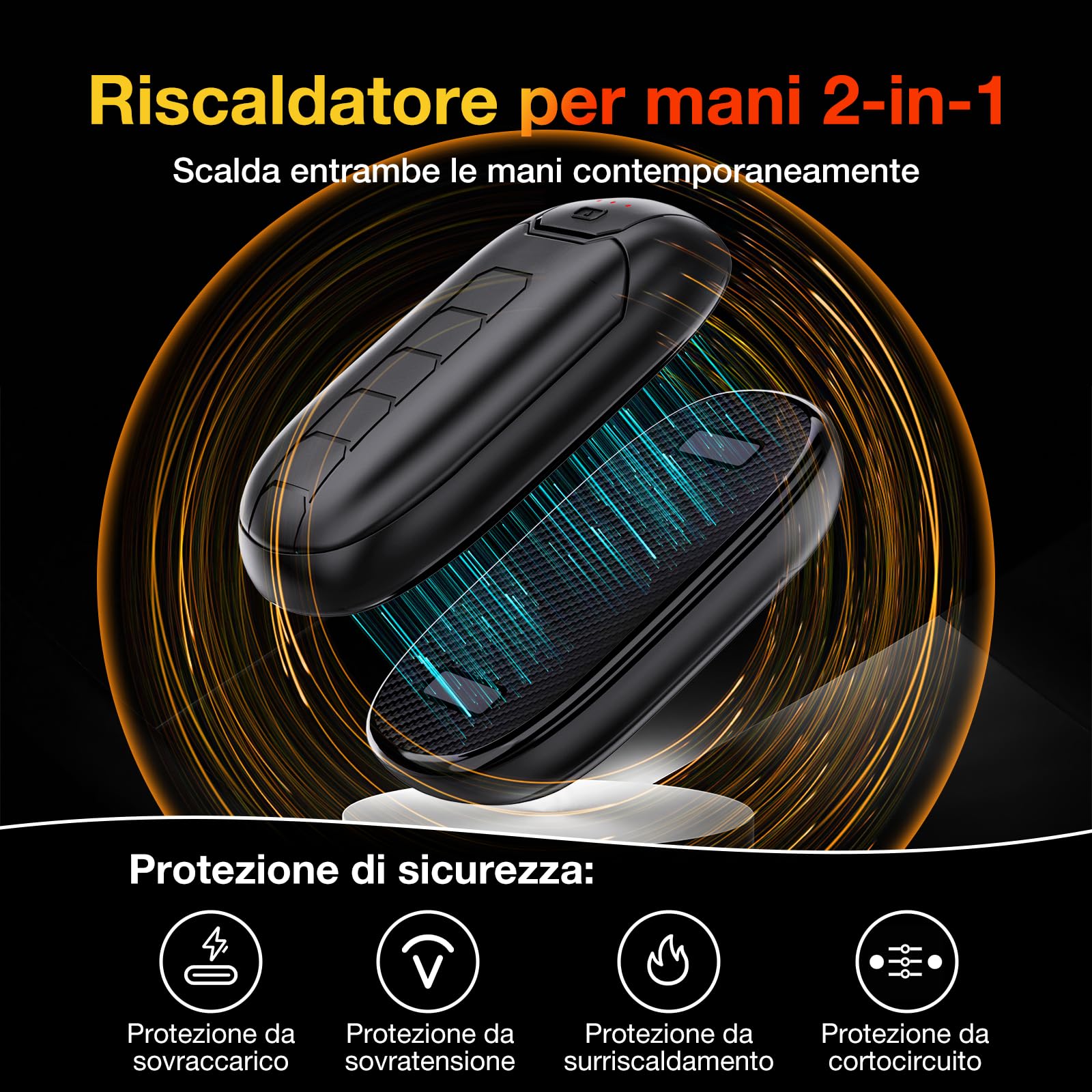 Scaldamani ricaricabile, magnetico, elettrico, 7 ore, 3 livelli di calore fino a 56 °C, ricarica USB-C, per Raynauds, golf, sport all'aria aperta, regali tecnici per lui e lei