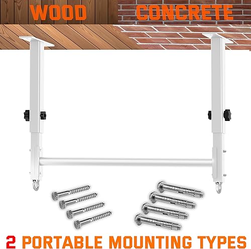 Miniatura 6 de Barra de dominadas de montaje en techo de 48 pulgadas, barra de barbilla de agarre múltiple resistente para garajesótanopatio trasero, altura