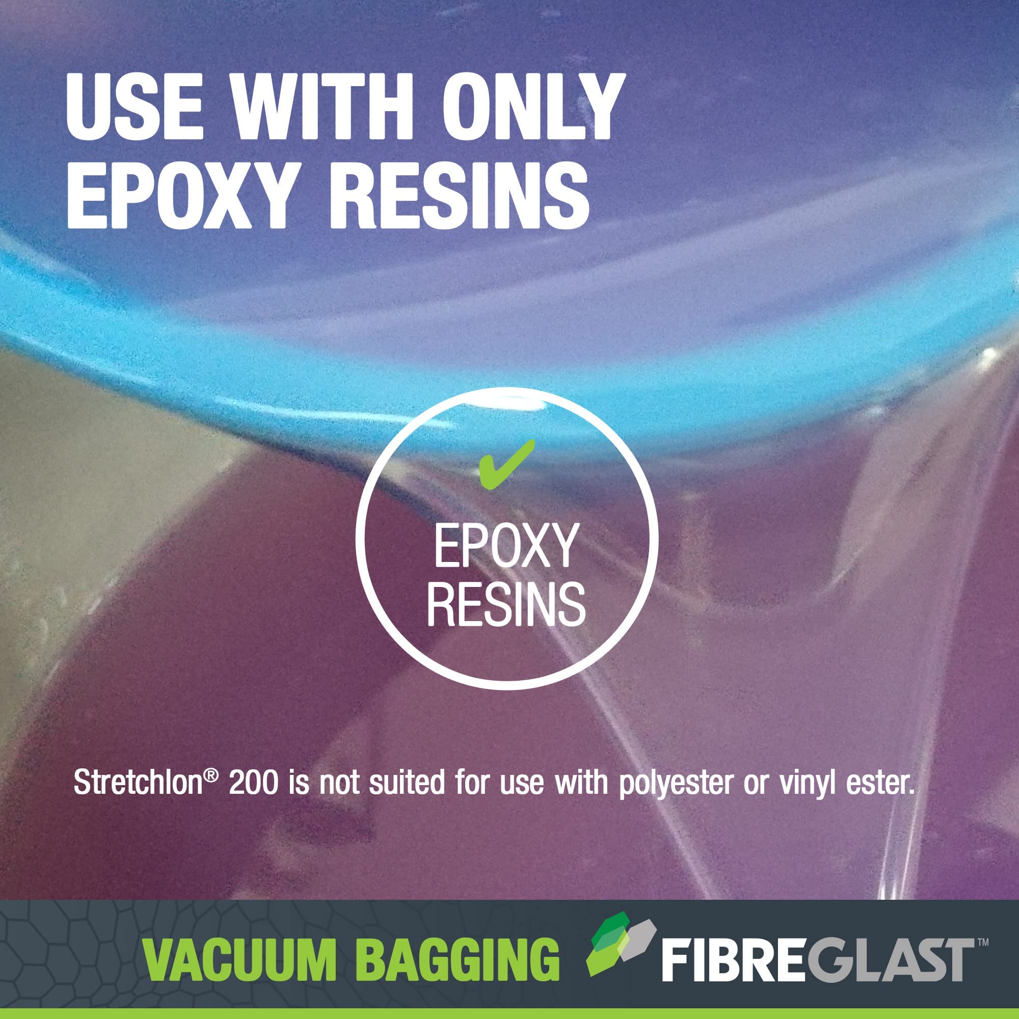 Fibre Glast Stretchlon 200 - Película de ensacado, 3 yardas - Suministros de envasado al vacío Elite Lab, cámaras de desgasificación y kits de purga de vacío - Sellar y estabilizar carbono, fibra de