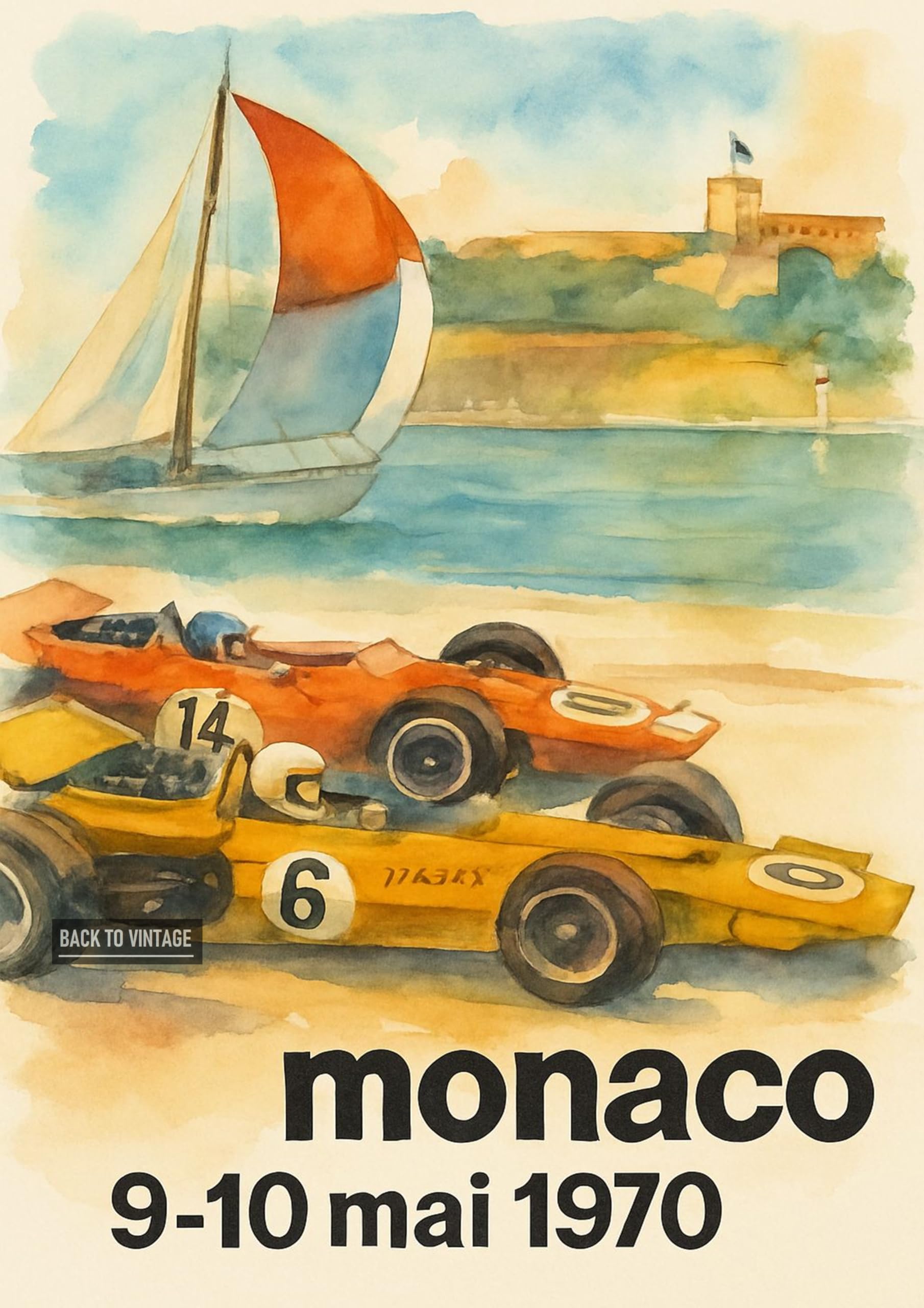 Monaco 1970 - Retro F1 Racing Poster A4 Wall Art Home Decor with Vintage Grand Prix Car Illustration for Classic Motorsport Enthusiasts