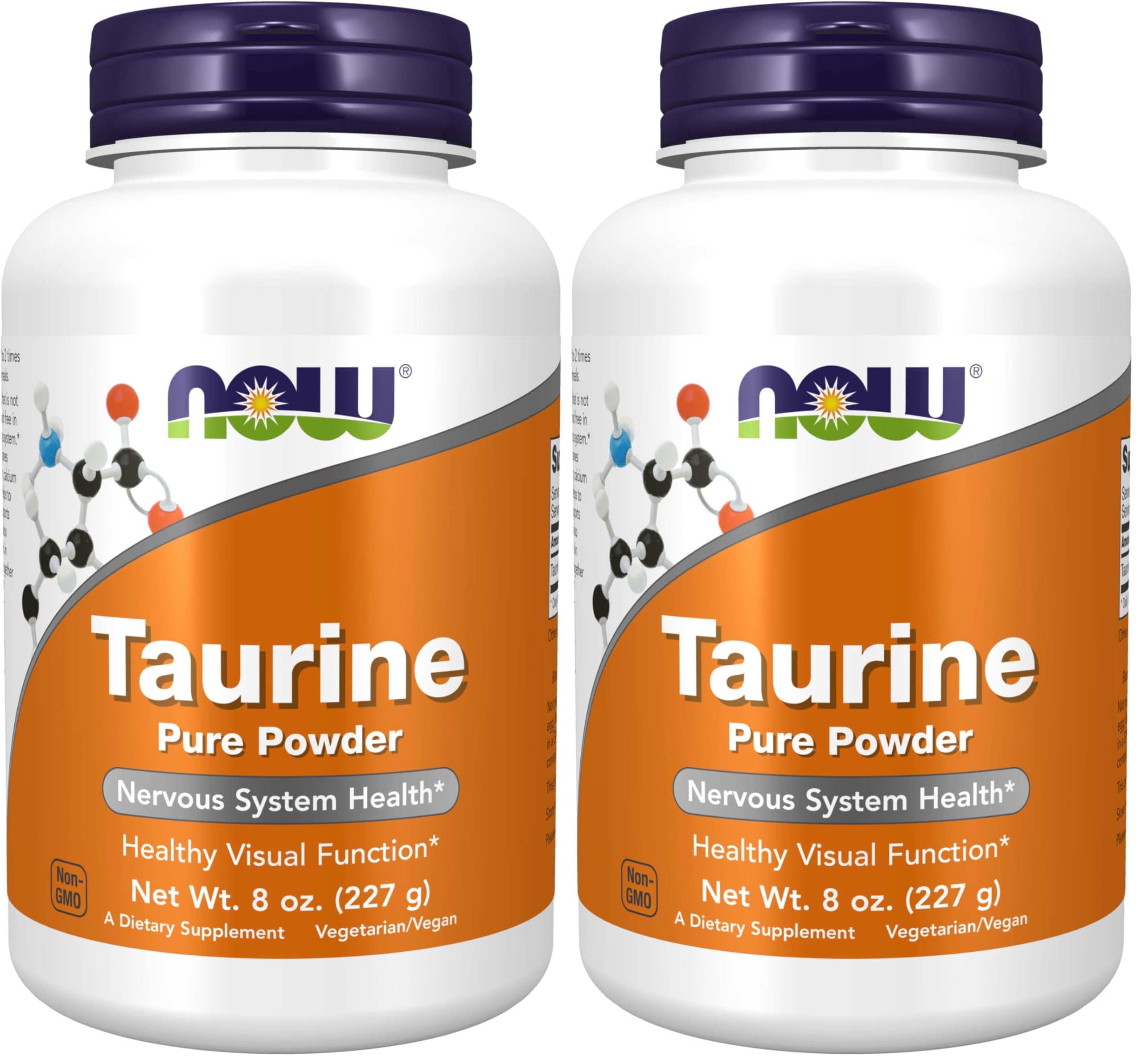 NOW Supplements, Taurine Pure Powder, Nervous System Health*, Amino Acid, 8-Ounce (Pack of 2)