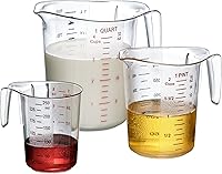 Amazing Abby Melissa 3-Piece Unbreakable Plastic Measuring Cups Set - 1/2/4 Cup Food-Grade Jugs, Stackable, Dishwasher Safe for Oil, Flour & More