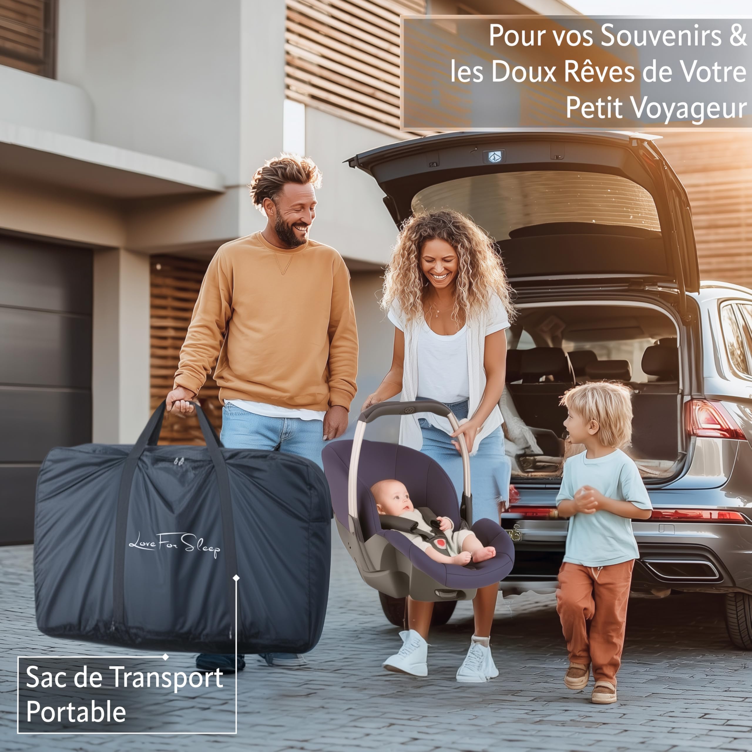 SnooBee Lit Bebe Berceau Cododo Bébé Réglable – Lit Co-Sleeper Nouveau-né avec Matelas, 7 Niveaux de Hauteur, Roulettes, Côtés en Mesh Respirant, Pliable avec Sac de Transport, 0–6 Mois