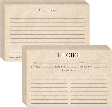 100 Count Recipe Cards, 4x6 Kraft Recipe Cards Double Sided, Blank Recipe Card for Bridal Shower and Wedding Recipe Box Gift