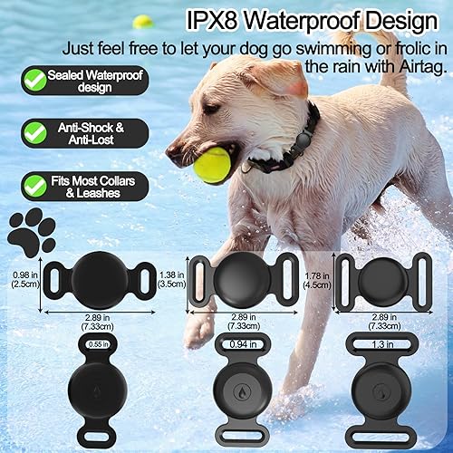 Miniatura 3 de Paquete de 2 soportes impermeables IPX8 para collar de perro, funda de aire oculta para GPS, collar de cachorro, gatito y gato, funda de silicona