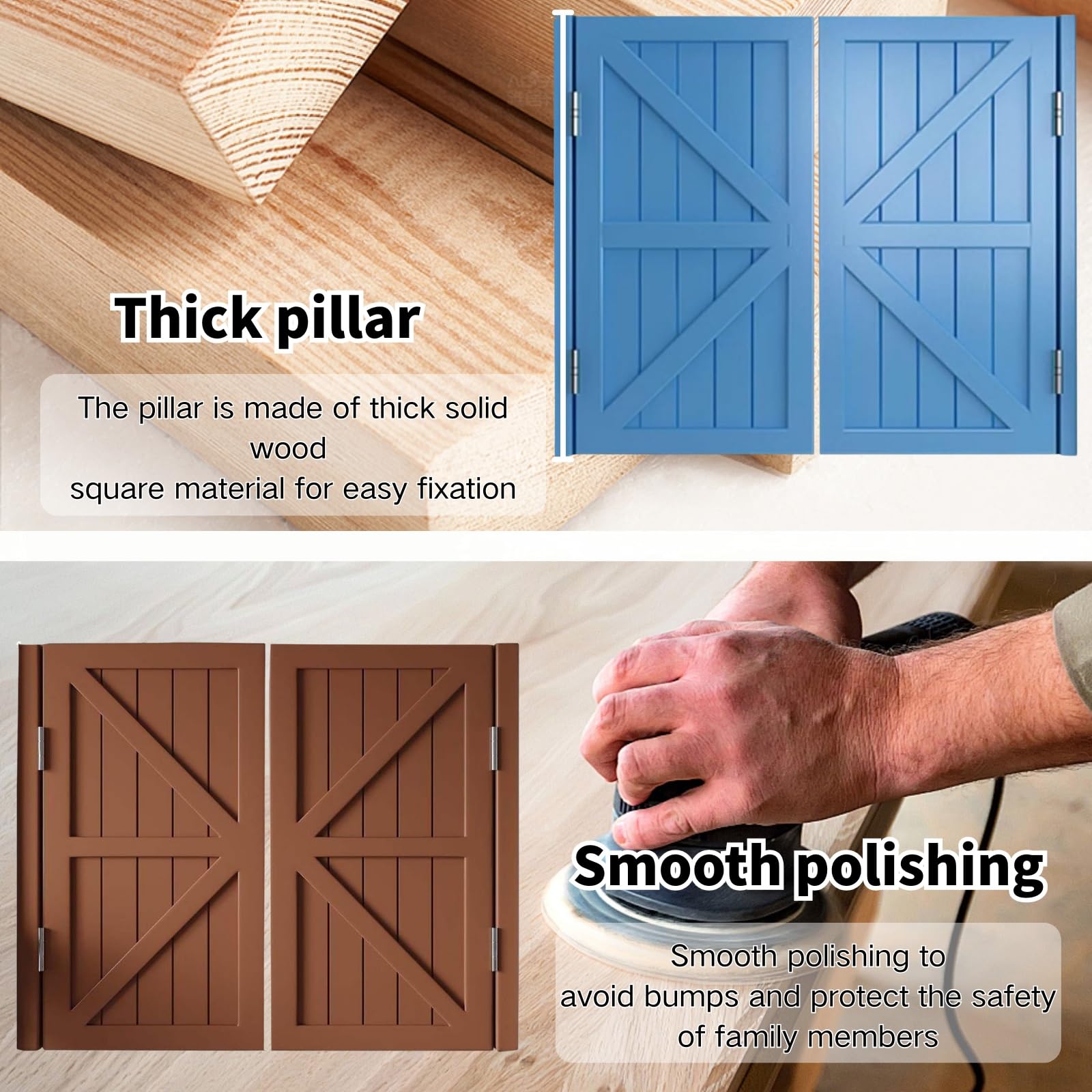 Porte Battante Double, Porte Saloon En Bois Avec Charnières, Porte Saloon De Séparation Portes De Grange Pour Escalier Salle De Bain Cuisine Chambre Balcon(Blanc,W:114 x H:90cm)