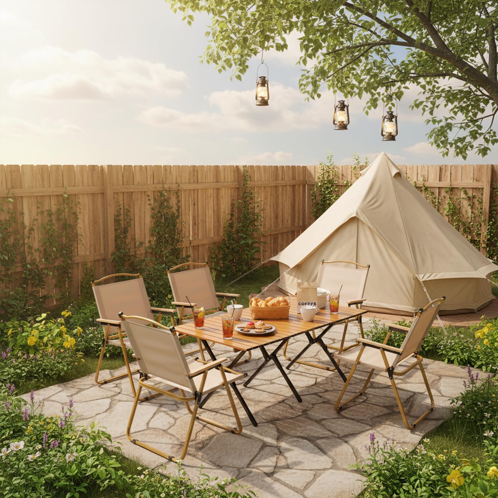 Table de Camping Pliante 119 x 58 cm, Table Pliante Portable, Sac de Rangement Inclus, Facile à Transporter pour 6 à 8 Personnes, Pique-Nique, Voyage, Jardin, terrasse - Brun