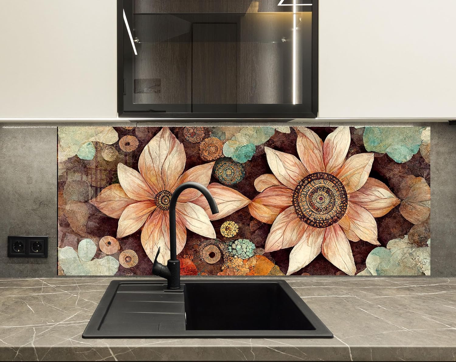 Myphotostation.com 23.5Wx52H'' Tempered Glass Stove Backsplash Kitchen Tile Decor Stove Back Cover Glass Splashback Tile for Stove Top Cover Toughened Glass Cooker Protector 19