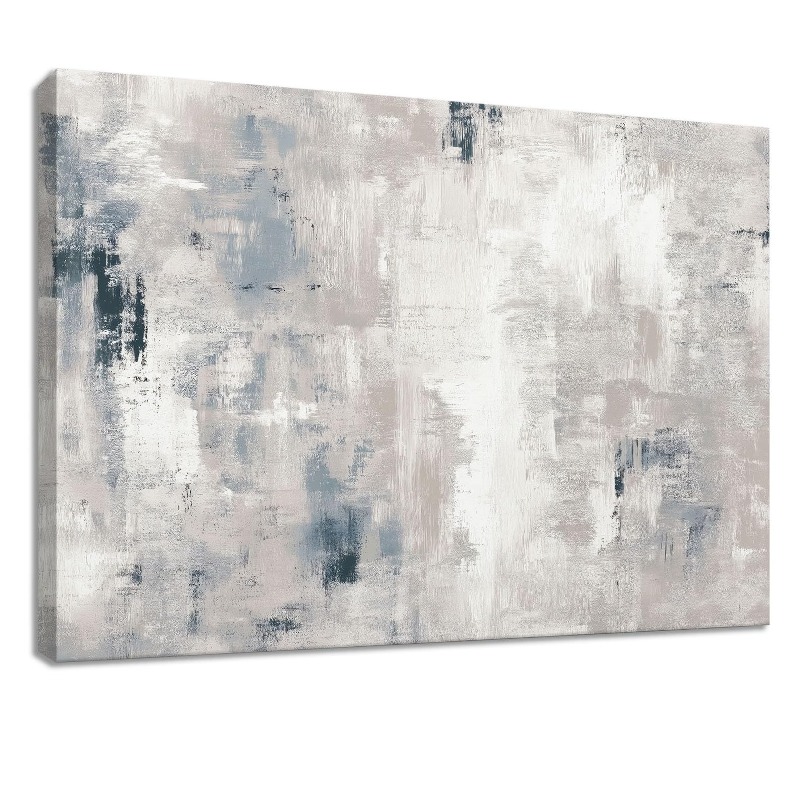 Obraz na płótnie, 140 x 70 cm, abstrakcyjny, nowoczesny, do sypialni, łazienki, szary gradient, pociągnięcia pędzlem - dekoracja ścienna do salonu