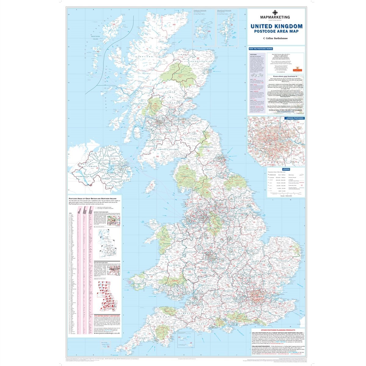 Postcode Board Buy UK Postcode Wall - Laminated Large Wall - 120cm X 83cm - Clearly ...