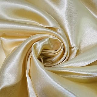 Satin Fabric by The Yard Charmeuse Satin Fabric 60 inch Wide for Wedding Dress, Clothing Making, DIY Crafts, Sewing (Champagne Gold, Cut by The Yard)