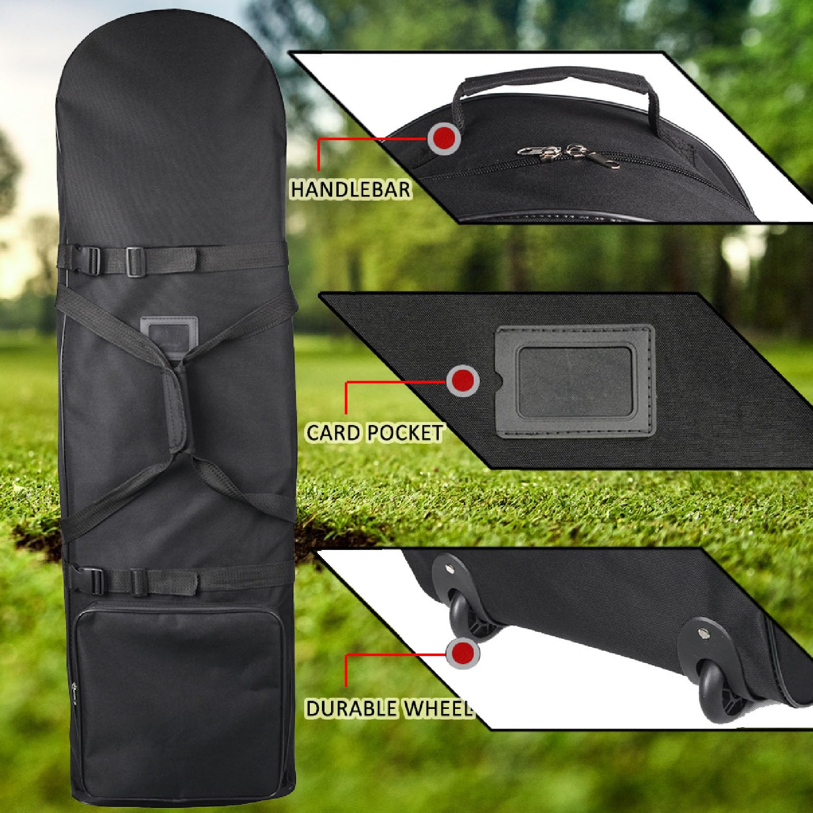 Bolsa de viaje acolchada con ruedas, impermeable, duradera, para viajes aéreos, palos de golf