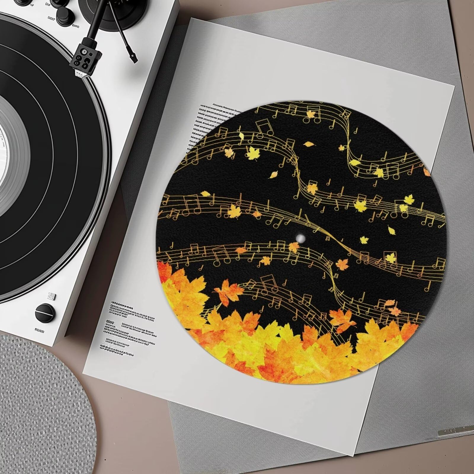 Musical Notes Maple Slipmats for Vinyl Turntable Anti Vibration Record Player Slipmat Turntable Slipmat for Vinyl LP Professional Tuning Equipment Improve Sound Thanksgiving Fall Decor
