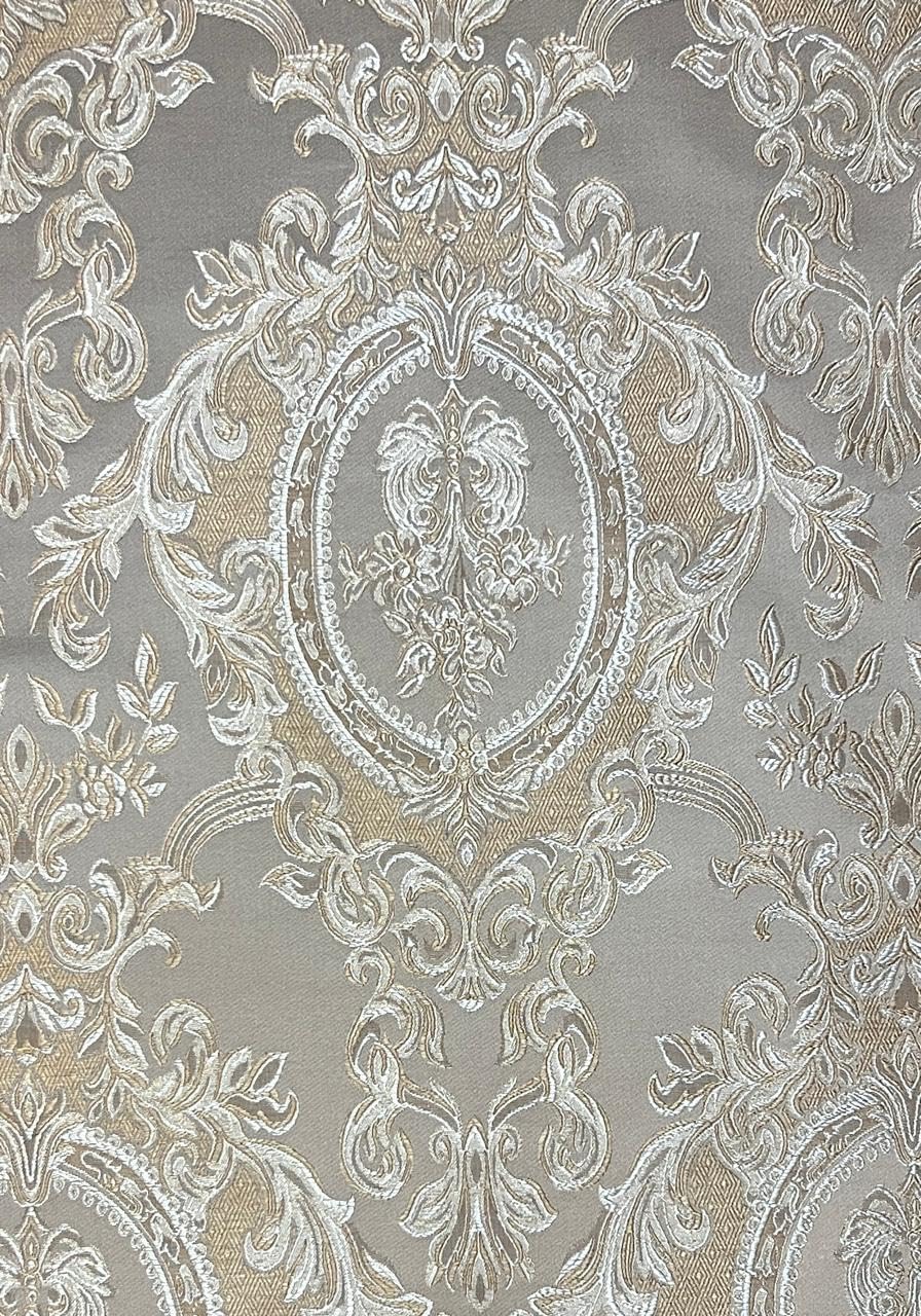 Luxurious Woven Jacquard Damask Heavy Furnishing Fabric for Upholstery, Sofa, Chair, Cushion Covers, Head Board - Width 54 inches - Fabric by The Yard (Cream)