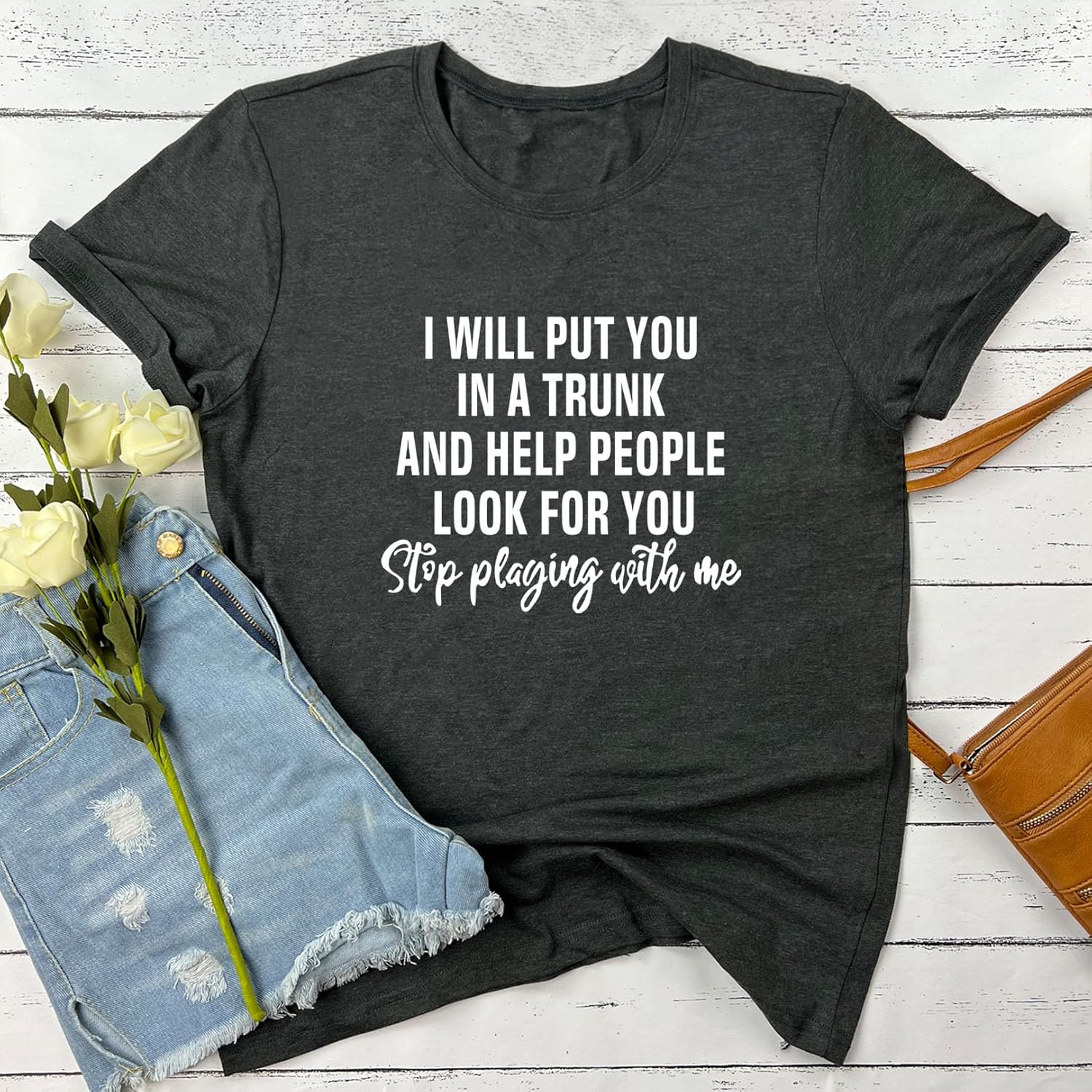 LOOKFACE Women Short Sleeve Tees I Will Put You Graphic Cute T Shirts - Image 2